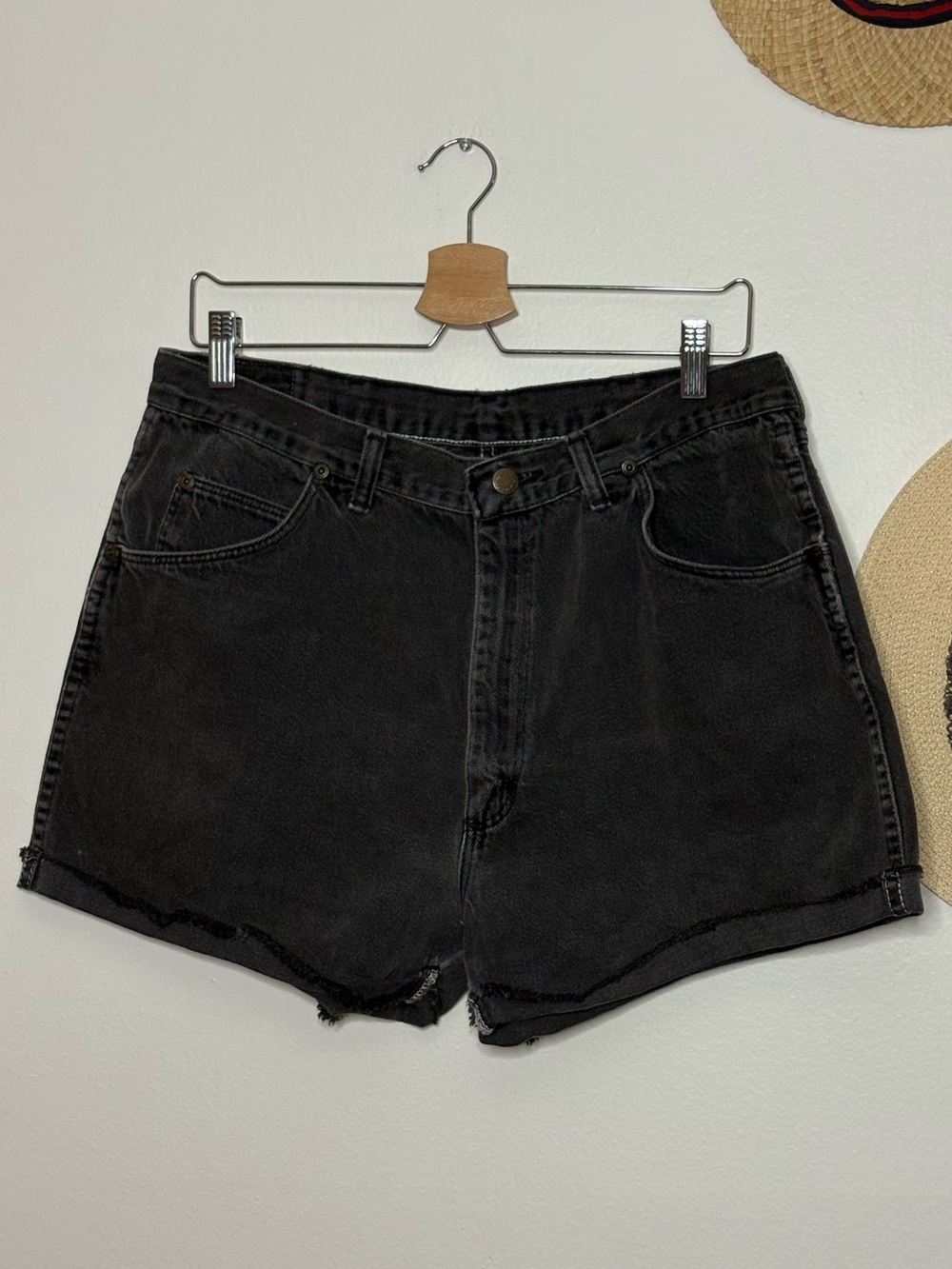 Wrangler Vintage Washed Black High-Rise Denim Shorts
